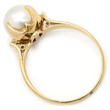 ノンブランド NON BRAND アコヤパール 8.3mm パールホワイトXイエローゴールド K18YG パール ダイヤモンド リング 指輪 あこや真珠 1粒 1P 白 ラウンドシェイプ 18K 750 YG 13.5号