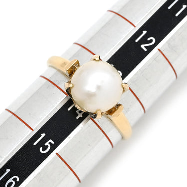 ノンブランド NON BRAND アコヤパール 8.3mm パールホワイトXイエローゴールド K18YG パール ダイヤモンド リング 指輪 あこや真珠 1粒 1P 白 ラウンドシェイプ 18K 750 YG 13.5号