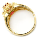 ノンブランド NON BRAND ルビー ダイヤ レッド×イエローゴールド K18YG ルビー ダイヤモンド リング 指輪 1.03ct イエローゴールド Au750 18K 18金 赤 オーバル バゲットカット メレ フラワーモチーフ 15号