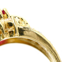 ノンブランド NON BRAND ルビー ダイヤ レッド×イエローゴールド K18YG ルビー ダイヤモンド リング 指輪 1.03ct イエローゴールド Au750 18K 18金 赤 オーバル バゲットカット メレ フラワーモチーフ 15号