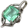 ノンブランド NON BRAND エメラルド 1.5ct ダイヤ 0.1ct グリーン×プラチナシルバー Pt900 エメラルド ダイヤモンド ペンダントトップ 緑 ネックレストップ エメラルドカット スクエア Pt900