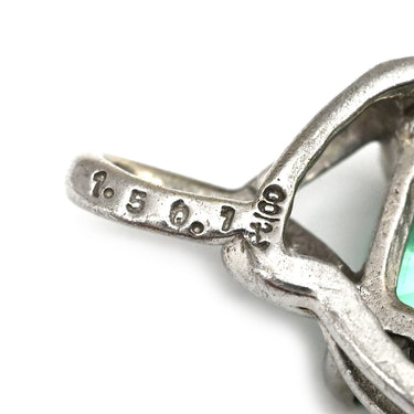 ノンブランド NON BRAND エメラルド 1.5ct ダイヤ 0.1ct グリーン×プラチナシルバー Pt900 エメラルド ダイヤモンド ペンダントトップ 緑 ネックレストップ エメラルドカット スクエア Pt900