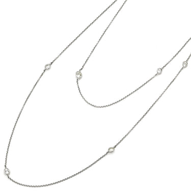 ノンブランド NON BRAND ステーションネックレス ホワイトゴールド K18WG ダイヤモンド ネックレス 10P 10粒 18K WG Au750 ベゼルセッティング ロング 2.46ct