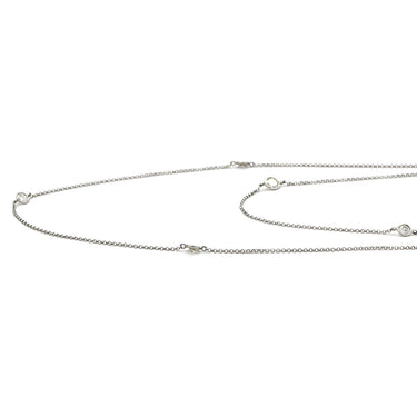 ノンブランド NON BRAND ステーションネックレス ホワイトゴールド K18WG ダイヤモンド ネックレス 10P 10粒 18K WG Au750 ベゼルセッティング ロング 2.46ct