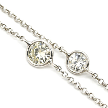ノンブランド NON BRAND ステーションネックレス ホワイトゴールド K18WG ダイヤモンド ネックレス 10P 10粒 18K WG Au750 ベゼルセッティング ロング 2.46ct