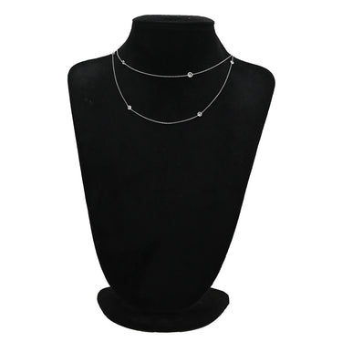 ノンブランド NON BRAND ステーションネックレス ホワイトゴールド K18WG ダイヤモンド ネックレス 10P 10粒 18K WG Au750 ベゼルセッティング ロング 2.46ct