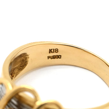 ノンブランド NON BRAND ダイヤモンド 0.54ct イエローゴールドXプラチナシルバー K18YG Pt900 ダイヤモンド リング 指輪 3石 3粒 ブリリアントカット 18K 750 YG プラチナ コンビ ダイア 15号