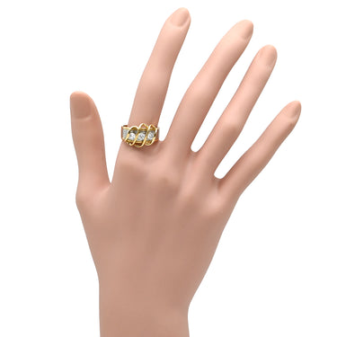 ノンブランド NON BRAND ダイヤモンド 0.54ct イエローゴールドXプラチナシルバー K18YG Pt900 ダイヤモンド リング 指輪 3石 3粒 ブリリアントカット 18K 750 YG プラチナ コンビ ダイア 15号