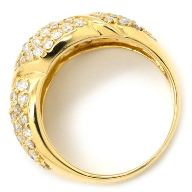 ノンブランド NON BRAND ダイヤモンド 2.0ct イエローゴールド K18YG ダイヤモンド リング 指輪 パヴェダイヤ 18K 750 YG 月甲丸 ツイスト 16.5号