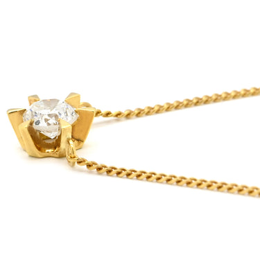 ノンブランド NON BRAND ダイヤモンド 0.39ct ペンダント イエローゴールド K18YG ダイヤモンド ネックレス 750 18K 1P 1粒 1石 ブリリアントカット
