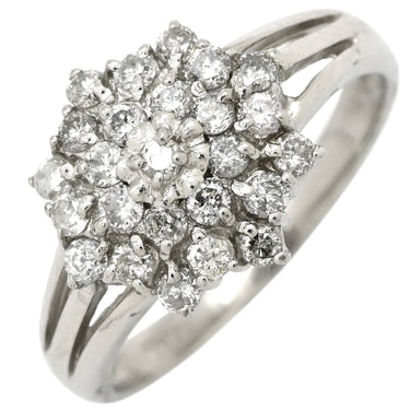 ノンブランド NON BRAND ダイヤモンド 0.50ct プラチナシルバー Pt900 ダイヤモンド リング 指輪 パヴェ フラワー 花モチーフ プラチナ 9.5号