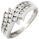 ノンブランド NON BRAND ダイヤ 0.50ct プラチナシルバー Pt900 ダイヤモンド リング 指輪 Pt900 プラチナ パヴェ メレダイヤ 4列 4連 ウェーブ 造幣局検定マーク 10号