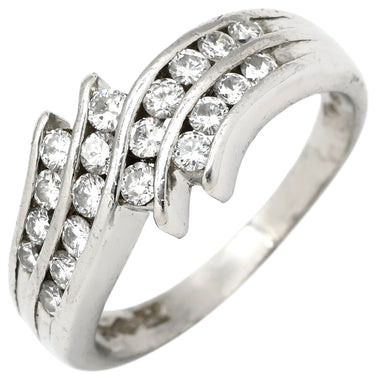ノンブランド NON BRAND ダイヤ 0.50ct プラチナシルバー Pt900 ダイヤモンド リング 指輪 Pt900 プラチナ パヴェ メレダイヤ 4列 4連 ウェーブ 造幣局検定マーク 10号