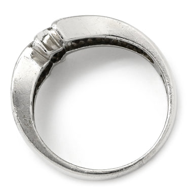 ノンブランド NON BRAND ダイヤ 0.50ct プラチナシルバー Pt900 ダイヤモンド リング 指輪 Pt900 プラチナ パヴェ メレダイヤ 4列 4連 ウェーブ 造幣局検定マーク 10号