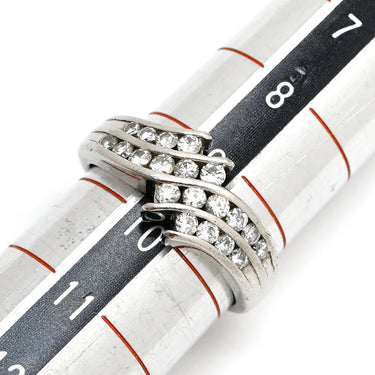 ノンブランド NON BRAND ダイヤ 0.50ct プラチナシルバー Pt900 ダイヤモンド リング 指輪 Pt900 プラチナ パヴェ メレダイヤ 4列 4連 ウェーブ 造幣局検定マーク 10号