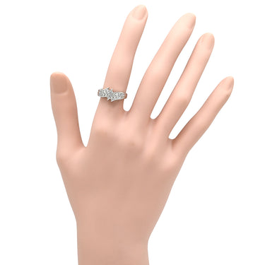 ノンブランド NON BRAND ダイヤ 0.50ct プラチナシルバー Pt900 ダイヤモンド リング 指輪 Pt900 プラチナ パヴェ メレダイヤ 4列 4連 ウェーブ 造幣局検定マーク 10号