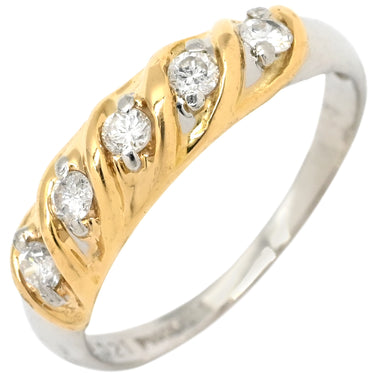 ノンブランド NON BRAND ダイヤモンド 0.21ct プラチナシルバーXイエローゴールド K18YG Pt900 ダイヤモンド リング 指輪 5石 5粒 ブリリアントカット 18K 750 YG プラチナ コンビ ダイア 10号