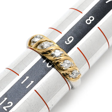 ノンブランド NON BRAND ダイヤモンド 0.21ct プラチナシルバーXイエローゴールド K18YG Pt900 ダイヤモンド リング 指輪 5石 5粒 ブリリアントカット 18K 750 YG プラチナ コンビ ダイア 10号