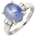 ノンブランド NON BRAND スターサファイア 4.73ct ダイヤ 0.13ct ブルー×プラチナシルバー Pt850 サファイア ダイヤモンド リング 指輪 青 ブルー Pt850 プラチナ オーバルカボション 11号