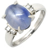 ノンブランド NON BRAND スターサファイア 4.73ct ダイヤ 0.13ct ブルー×プラチナシルバー Pt850 サファイア ダイヤモンド リング 指輪 青 ブルー Pt850 プラチナ オーバルカボション 11号