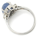 ノンブランド NON BRAND スターサファイア 4.73ct ダイヤ 0.13ct ブルー×プラチナシルバー Pt850 サファイア ダイヤモンド リング 指輪 青 ブルー Pt850 プラチナ オーバルカボション 11号