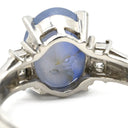 ノンブランド NON BRAND スターサファイア 4.73ct ダイヤ 0.13ct ブルー×プラチナシルバー Pt850 サファイア ダイヤモンド リング 指輪 青 ブルー Pt850 プラチナ オーバルカボション 11号