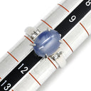 ノンブランド NON BRAND スターサファイア 4.73ct ダイヤ 0.13ct ブルー×プラチナシルバー Pt850 サファイア ダイヤモンド リング 指輪 青 ブルー Pt850 プラチナ オーバルカボション 11号