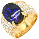 ノンブランド NON BRAND ブラックオパール 4.9ct ダイヤモンド イエローゴールド K18YG オパール ダイヤモンド リング 指輪 黒 遊色 オーバル 1石 1粒 マルチカラー 18K 750 YG 13号