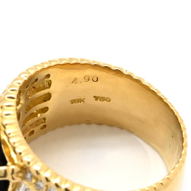 ノンブランド NON BRAND ブラックオパール 4.9ct ダイヤモンド イエローゴールド K18YG オパール ダイヤモンド リング 指輪 黒 遊色 オーバル 1石 1粒 マルチカラー 18K 750 YG 13号