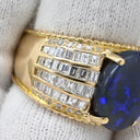 ノンブランド NON BRAND ブラックオパール 4.9ct ダイヤモンド イエローゴールド K18YG オパール ダイヤモンド リング 指輪 黒 遊色 オーバル 1石 1粒 マルチカラー 18K 750 YG 13号