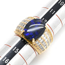 ノンブランド NON BRAND ブラックオパール 4.9ct ダイヤモンド イエローゴールド K18YG オパール ダイヤモンド リング 指輪 黒 遊色 オーバル 1石 1粒 マルチカラー 18K 750 YG 13号