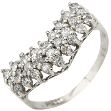 ノンブランド NON BRAND ダイヤ 0.5ct プラチナシルバー Pt900 ダイヤモンド リング 指輪 Pt900 プラチナ パヴェ メレ 3列 3連 V字デザイン Vライン ボリューム 12号