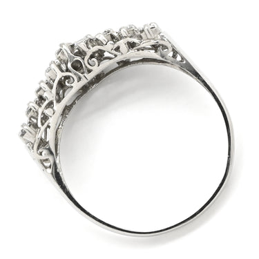 ノンブランド NON BRAND ダイヤ 0.5ct プラチナシルバー Pt900 ダイヤモンド リング 指輪 Pt900 プラチナ パヴェ メレ 3列 3連 V字デザイン Vライン ボリューム 12号