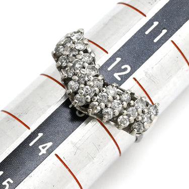 ノンブランド NON BRAND ダイヤ 0.5ct プラチナシルバー Pt900 ダイヤモンド リング 指輪 Pt900 プラチナ パヴェ メレ 3列 3連 V字デザイン Vライン ボリューム 12号