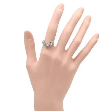 ノンブランド NON BRAND ダイヤ 0.5ct プラチナシルバー Pt900 ダイヤモンド リング 指輪 Pt900 プラチナ パヴェ メレ 3列 3連 V字デザイン Vライン ボリューム 12号