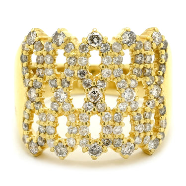 ノンブランド NON BRAND ダイヤリング イエローゴールド K18YG ダイヤモンド リング 指輪 パヴェ 1.00ct K18 18KT Au750 YG ダイヤモンド 透かしワイドリング 12号