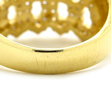 ノンブランド NON BRAND ダイヤリング イエローゴールド K18YG ダイヤモンド リング 指輪 パヴェ 1.00ct K18 18KT Au750 YG ダイヤモンド 透かしワイドリング 12号