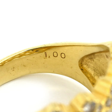 ノンブランド NON BRAND ダイヤリング イエローゴールド K18YG ダイヤモンド リング 指輪 パヴェ 1.00ct K18 18KT Au750 YG ダイヤモンド 透かしワイドリング 12号