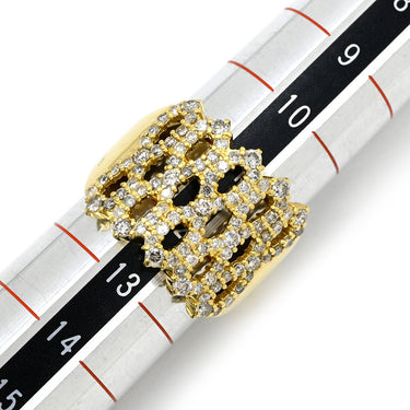 ノンブランド NON BRAND ダイヤリング イエローゴールド K18YG ダイヤモンド リング 指輪 パヴェ 1.00ct K18 18KT Au750 YG ダイヤモンド 透かしワイドリング 12号