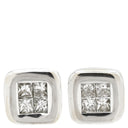 ノンブランド NON BRAND ダイヤスクエアシェイプ スタッドピアス ホワイトゴールド K18WG ダイヤモンド ピアス K18WG Au750 プリンセスカット 両耳用