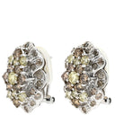 ノンブランド NON BRAND ダイヤピアス ホワイトゴールド K18WG ダイヤモンド ピアス 18K Au750 WG 両耳用 フラワー クラスターデザイン1.00ct ブラウンダイヤ イエローダイヤ