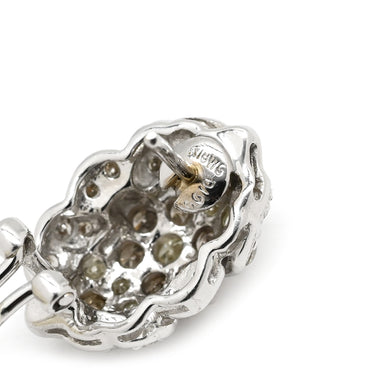 ノンブランド NON BRAND ダイヤピアス ホワイトゴールド K18WG ダイヤモンド ピアス 18K Au750 WG 両耳用 フラワー クラスターデザイン1.00ct ブラウンダイヤ イエローダイヤ