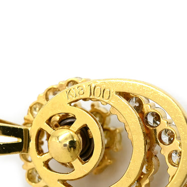 ノンブランド NON BRAND スウィング オーバルモチーフ ダイヤペンダント イエローゴールド K18YG ダイヤモンド ネックレス Au750 18K 18金 フラワー 花