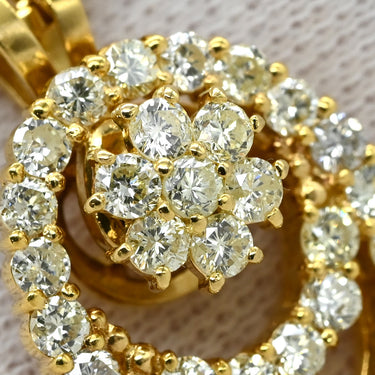 ノンブランド NON BRAND スウィング オーバルモチーフ ダイヤペンダント イエローゴールド K18YG ダイヤモンド ネックレス Au750 18K 18金 フラワー 花