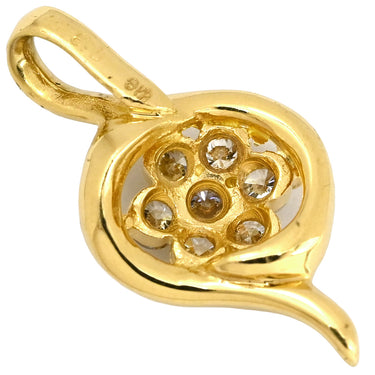 ノンブランド NON BRAND ダイヤ 0.3ct イエローゴールド K18YG ダイヤモンド ペンダントトップ K18YG Au750 18K 7P 7石 7粒 ネックレストップ 花 フラワーモチーフ ウェーブ