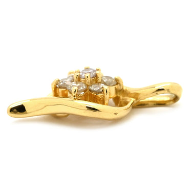 ノンブランド NON BRAND ダイヤ 0.3ct イエローゴールド K18YG ダイヤモンド ペンダントトップ K18YG Au750 18K 7P 7石 7粒 ネックレストップ 花 フラワーモチーフ ウェーブ