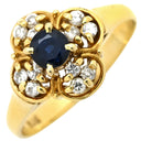 ノンブランド NON BRAND ブルーサファイア ダイヤ リング ブルー×イエローゴールド K18YG ダイヤモンド ブルーサファイア リング 指輪 18K 750 YG ダイヤモンド フラワーモチーフ 12号