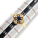 ノンブランド NON BRAND ブルーサファイア ダイヤ リング ブルー×イエローゴールド K18YG ダイヤモンド ブルーサファイア リング 指輪 18K 750 YG ダイヤモンド フラワーモチーフ 12号