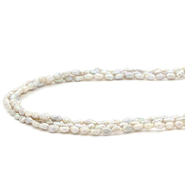 ノンブランド NON BRAND ホワイトパール シルバー パール ネックレス 白 バロックパール ケシパール 淡水パール 真珠 silver ロングネックレス 3連 3重