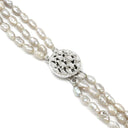 ノンブランド NON BRAND ホワイトパール シルバー パール ネックレス 白 バロックパール ケシパール 淡水パール 真珠 silver ロングネックレス 3連 3重